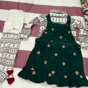 Gymboree gingerbread corduroy dress set size 4-5